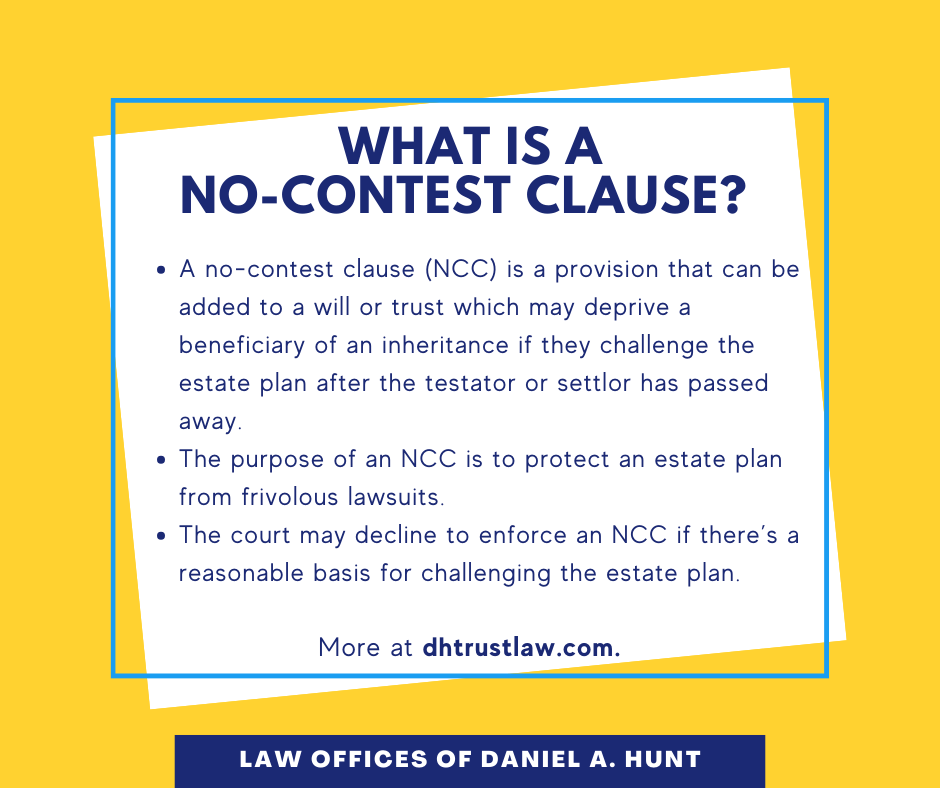 What is a NoContest Clause in California? • Law Offices of Daniel Hunt