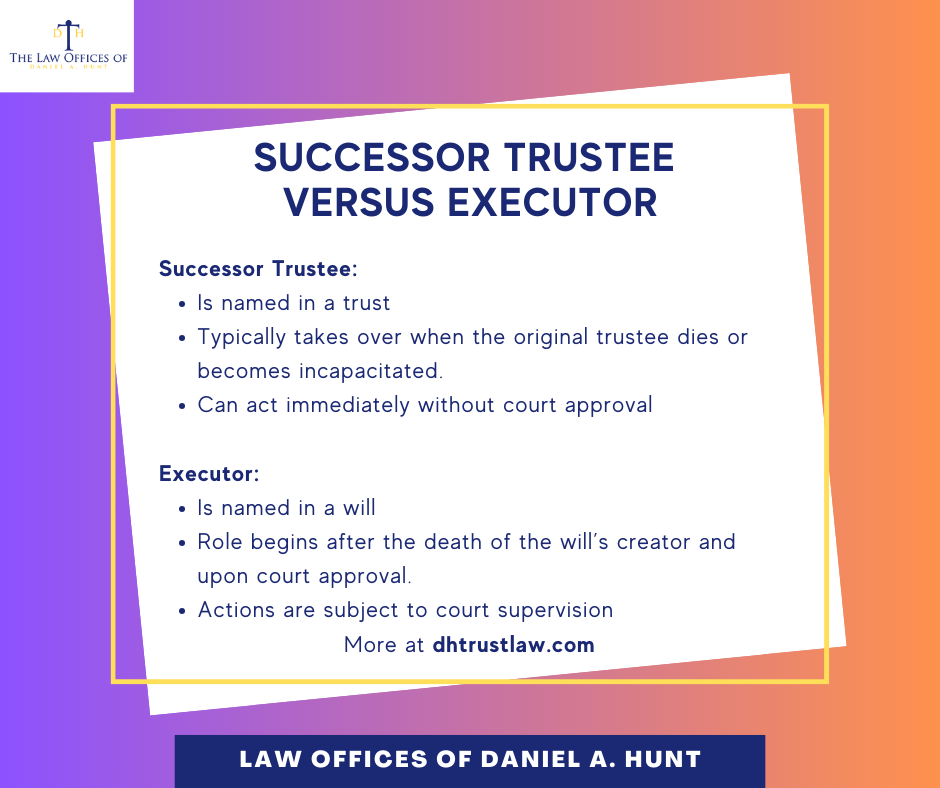 Successor Trustee vs. Executor • Law Offices of Daniel Hunt