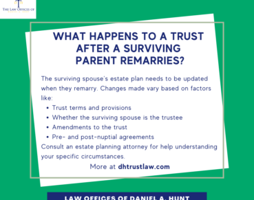 What happens to a living trust after a surviving parent remarries?